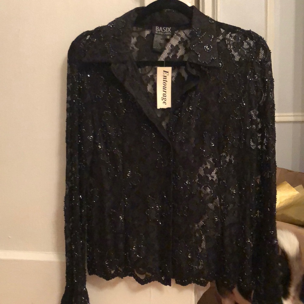 Basix black label beaded blouse